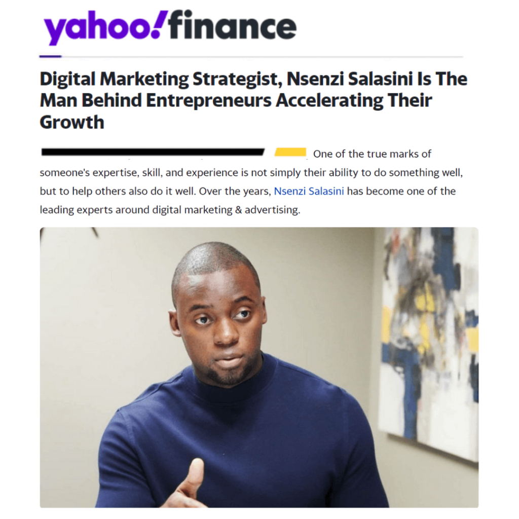 Yahoo Finance Nsenzi salasini marketing sales business Feature